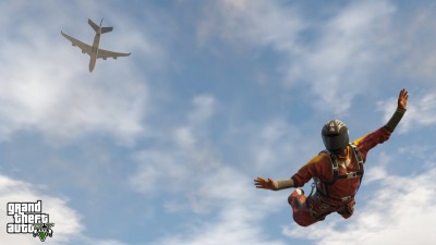 Парашютист прыгнул с самолета в GTA 5